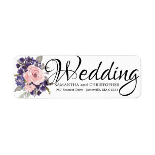 Mariage Floral Rose Violet Retourner l'adresse Éti