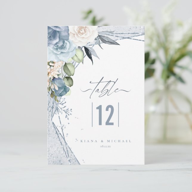 Mariage Floral Sparkles Numéro de table ID889 (Debout devant)