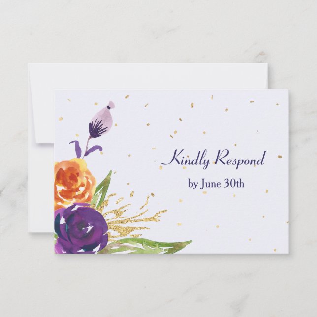 Mariage floral Tangerine bleue RSVP (Devant)