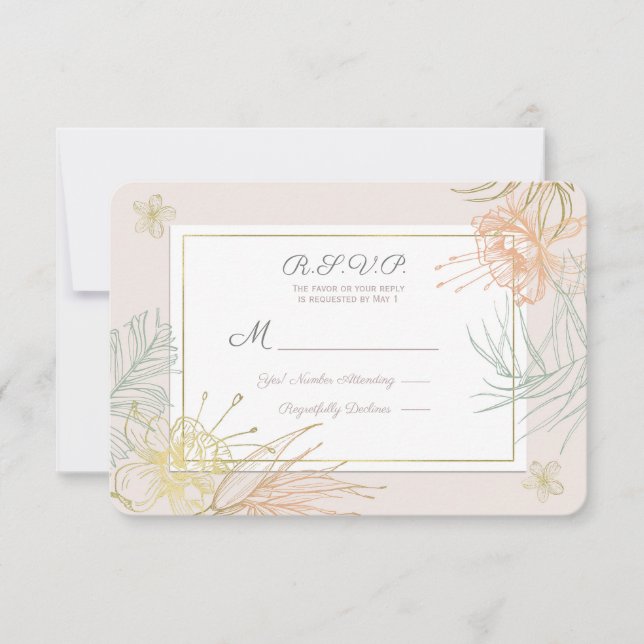 Mariage floral tropical élégant RSVP (Devant)