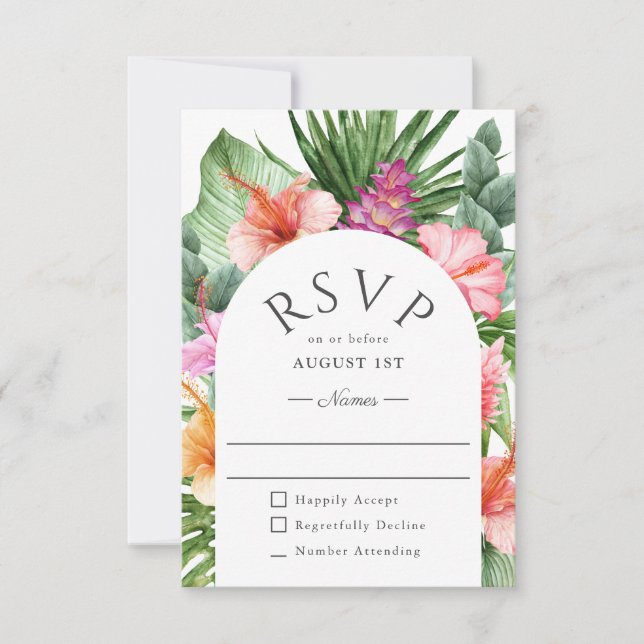 Mariage floral tropical luxuriant RSVP (Devant)