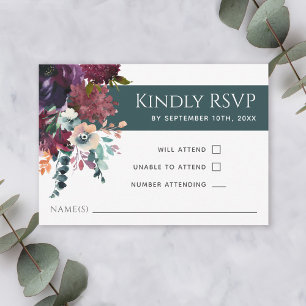 Mariage floral Turquoise élégant luxueux RSVP