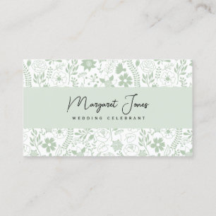 Mariage floral vert Sage Carte de visite célébré