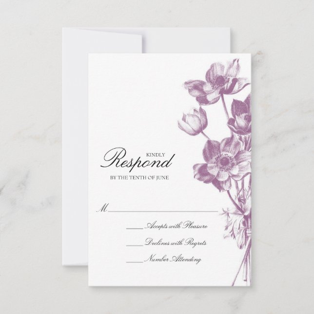 Mariage floral vintage RSVP / Blanc (Devant)