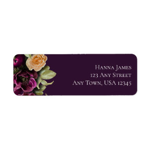 Mariage Floral Violet foncé Adresse de retour