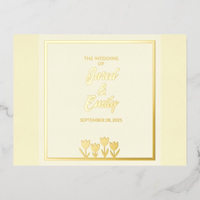 Mariage Foil Invitation Carte postale (Recto)