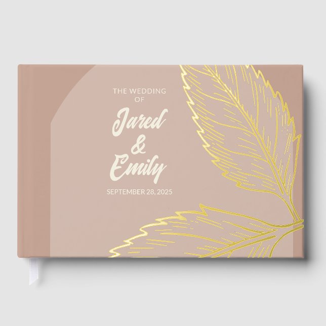 Mariage Foil Soft Mocha Livre d'Invité Brown (Recto)