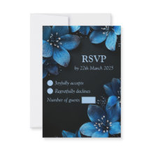 Mariage foncé RSVP carte parties scintillant fleur