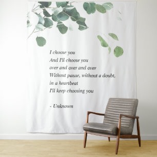 Mariage fond tapisserie aquarelle eucalyptus