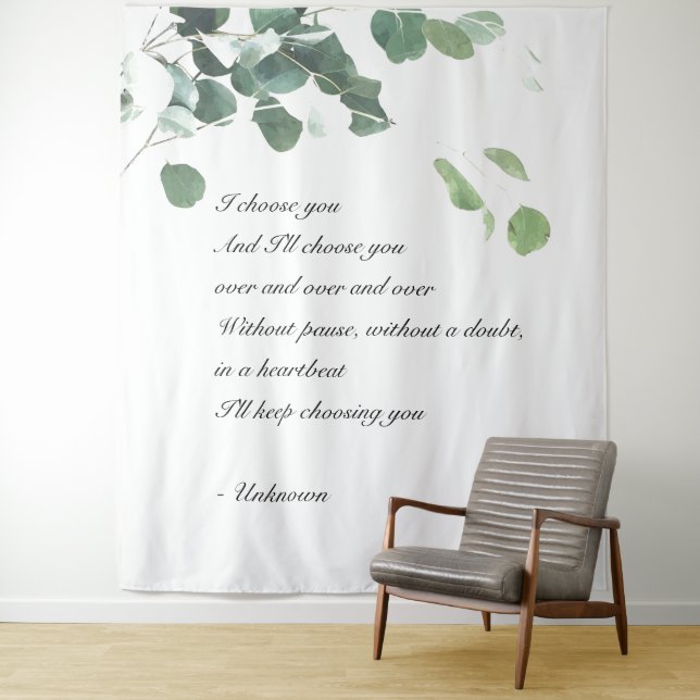 Mariage fond tapisserie aquarelle eucalyptus (En situation)