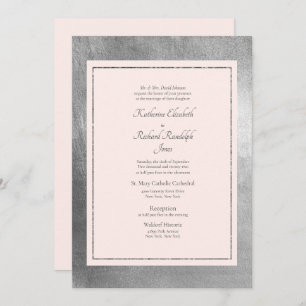Mariage formel et élégant Invitation rose et argen