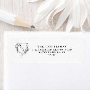 Mariage Formel Monogramme à Crête Florale Noir & B