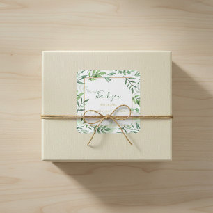 Mariage frontalier feuille vert merci autocollant