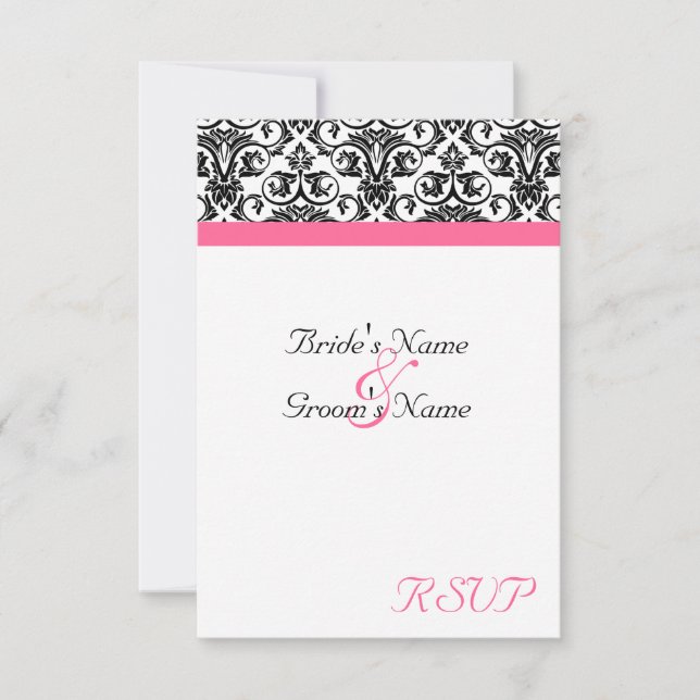 Mariage Fuschia victorien correspondant petit RSVP (Devant)