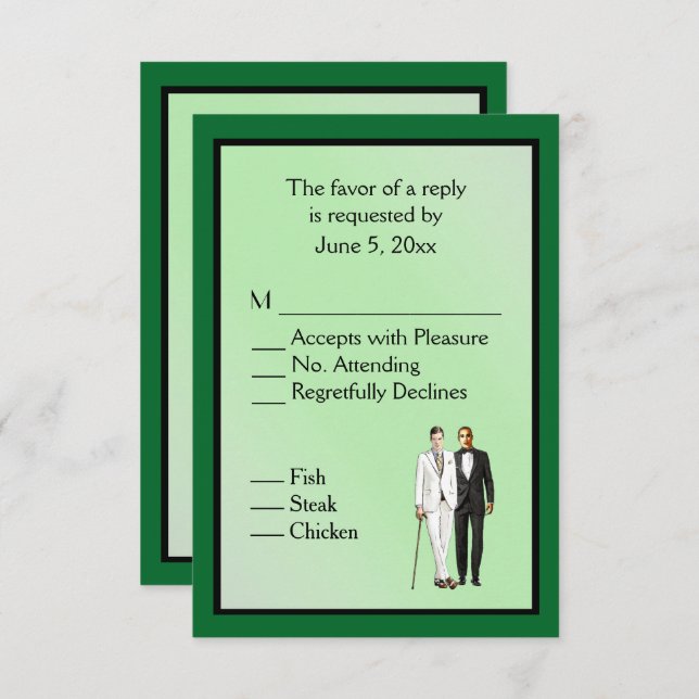 Mariage gai vert simple RRSVP avec choix de menu (Devant / Derrière)