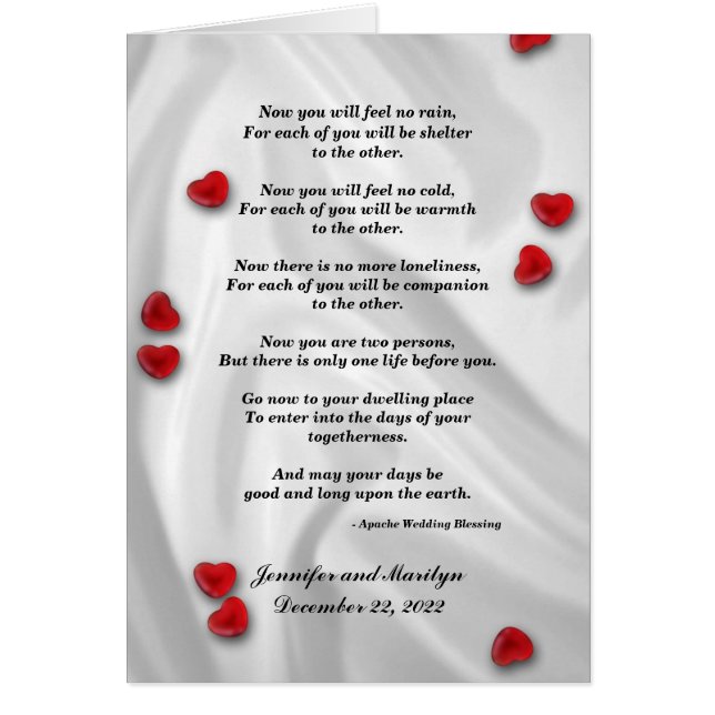 Mariage gay, Bénédiction Apache (Devant)