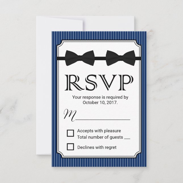 Mariage gay double Bow Cravate Marine Bleu RSVP (Devant)