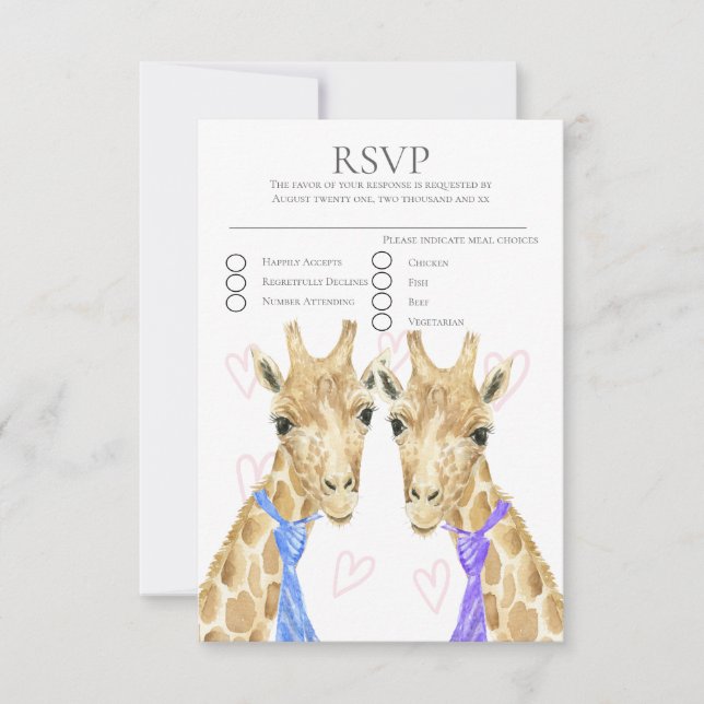 Mariage Gay Giraffe à deux pièces RSVP (Devant)