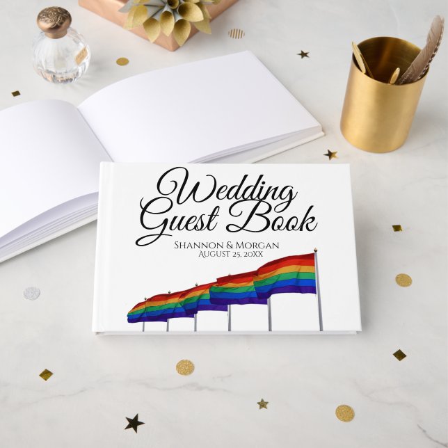 Mariage gay pride Livre d'invité - Texte noir (Recto ouvert)
