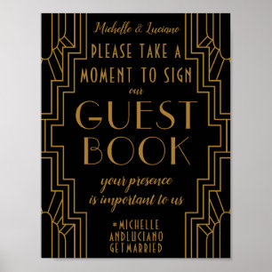 Mariage Gold Art Déco Signet modifiable Livre d'in