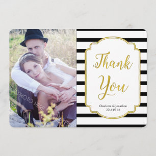Mariage Gold Black Stripes Cartes photos Mercis