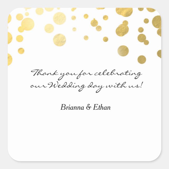 Mariage Gold Foil Blanc Faveur Sticker Étiquettes (Devant)