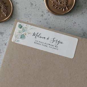 Mariage Gold Green Feuille Adresse de retour
