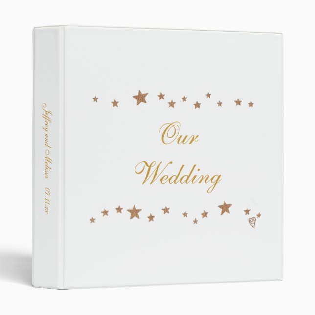 Mariage Gold Stars animé conserve Classeur (Devant/Côté)