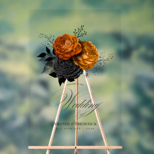 Mariage gothique élégant orange et noir de bienven