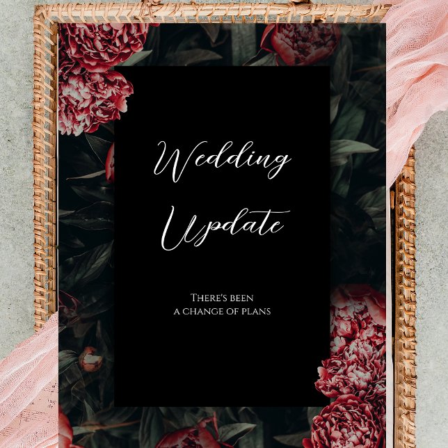 Mariage gothique floral Mise à jour Carte Changeme (floral gothic wedding cancellation wedding postponement card)