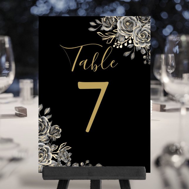 Mariage gothique noir et or Numéro de table (Black And Gold Gothic Wedding Table Number)