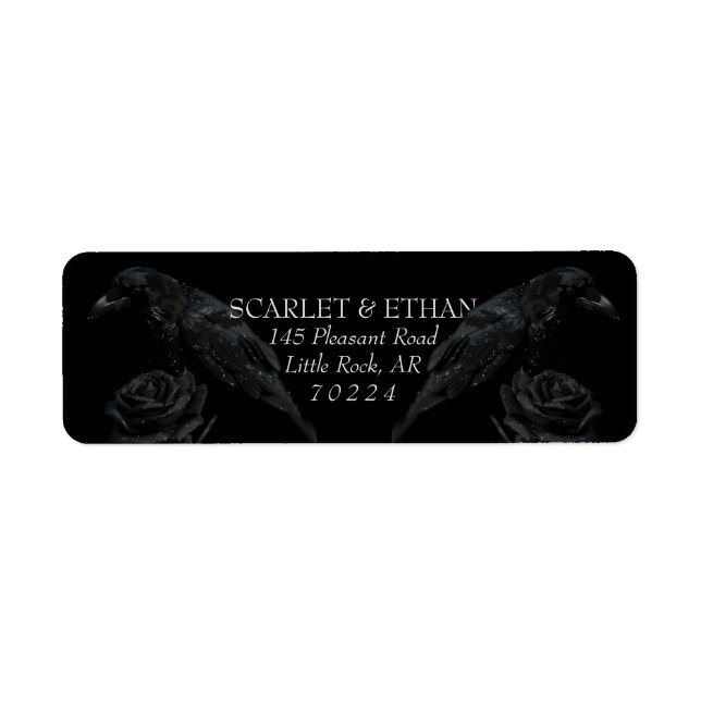 Mariage Gothique Noir Floral Corbeau & Rose (Devant)