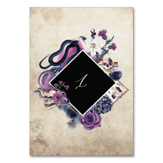 Mariage gothique Numéro de table Carte Halloween N (Dos)