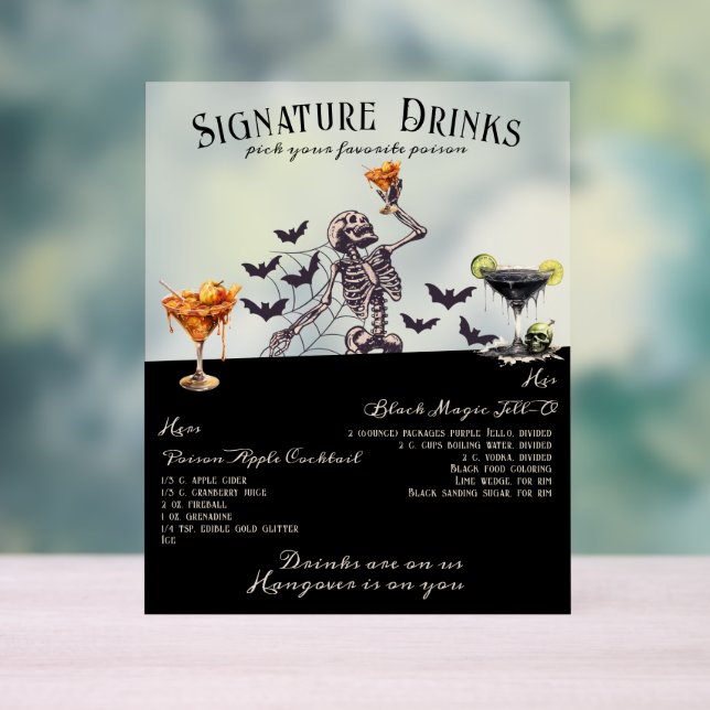 Mariage gothique Squelette Signature Boissons Sign (Neutre)