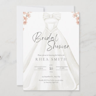 Mariage Gown rose Floral nuptiale Invitation