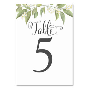 Mariage Green Numéro de table Custom Elegant
