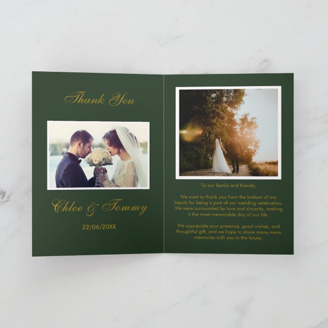Mariage Green Personnalisé Cartes de Remerciements (Intérieur)