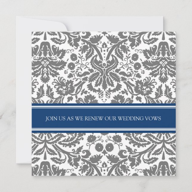Mariage gris bleu Vow Renouvellement Invitation (Devant)