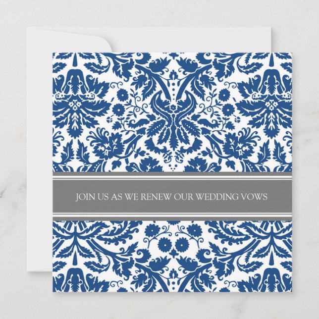 Mariage gris bleu Vow Renouvellement Invitation (Devant)