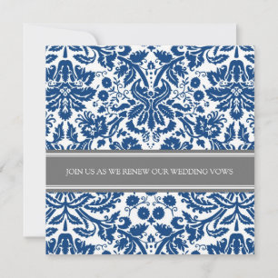 Mariage gris bleu Vow Renouvellement Invitation