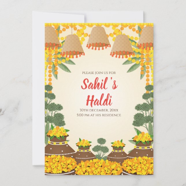 Mariage Haldi invitations & Groom Haldi invitation (Devant)