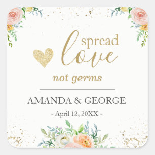 Mariage Hand Sanitizer étiquette floral et or