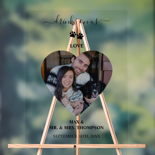 Mariage Heart Photo Couple Pet Dog Boissons sur no (Neutre)