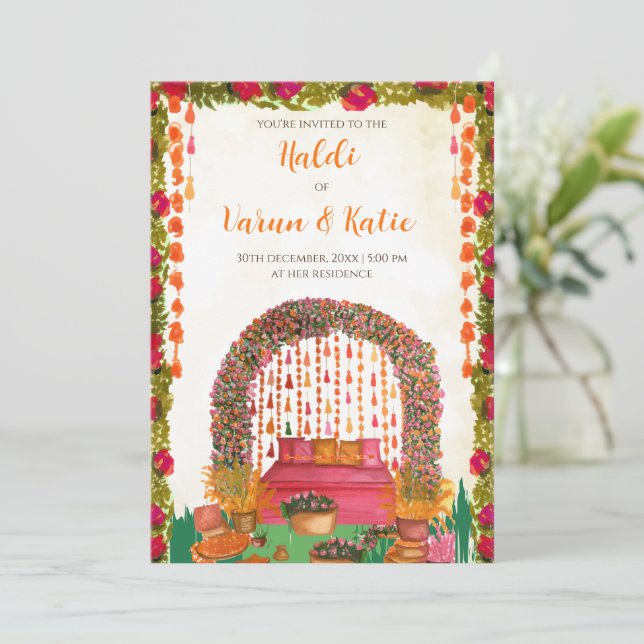 Mariage hindou des invitations à la cérémonie hald (Debout devant)