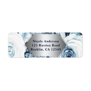 Mariage Hiver Bleu Blanc Argent Roses Vintage
