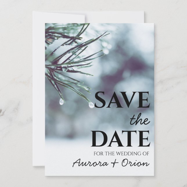 mariage hiver enregistrer la date invitations (Devant)