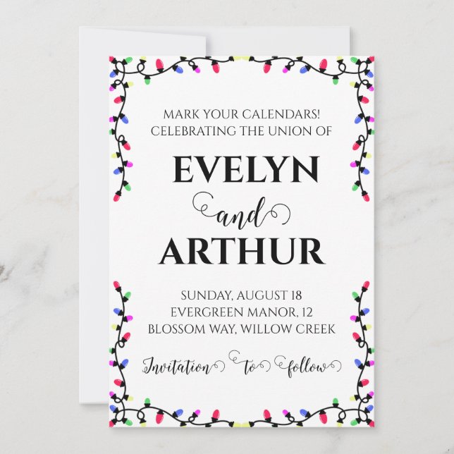 mariage hiver enregistrer la date invitations (Devant)