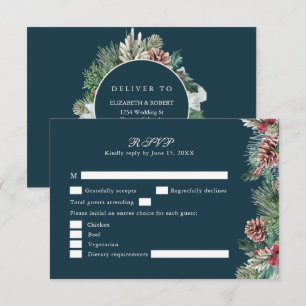 Mariage hiver verdure carte RSVP