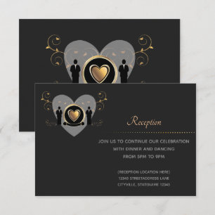 Mariage Homme Cœur Doré Carte de Réception