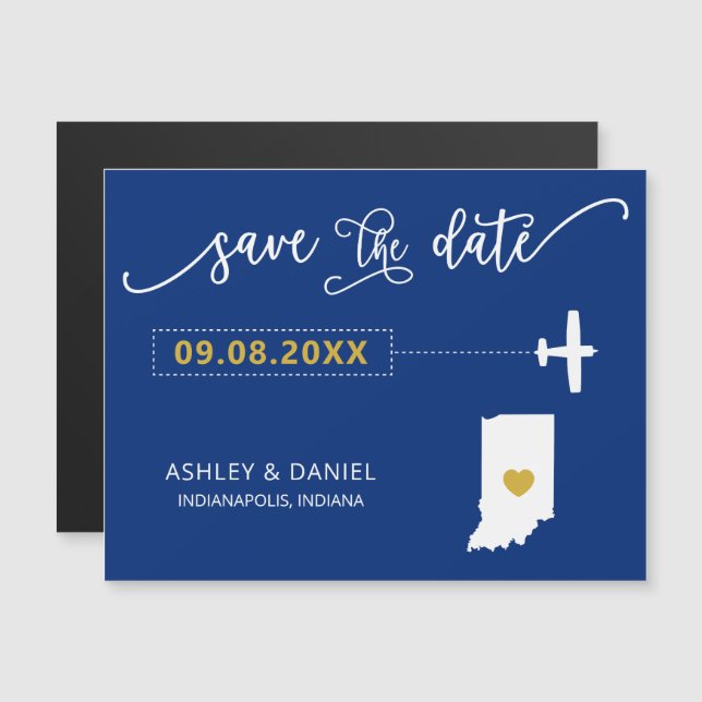 Mariage Indiana Enregistrer la carte de date, Cart (Devant / Derrière)
